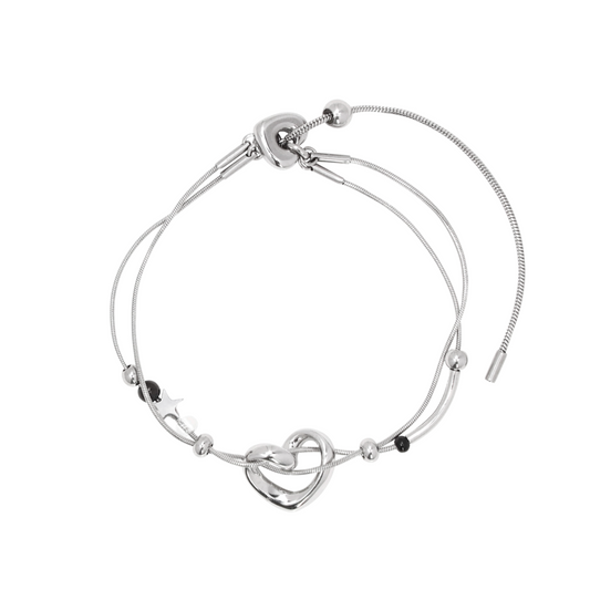 ｜STEELEDITION｜ Wave Heart Double Chain Bracelet