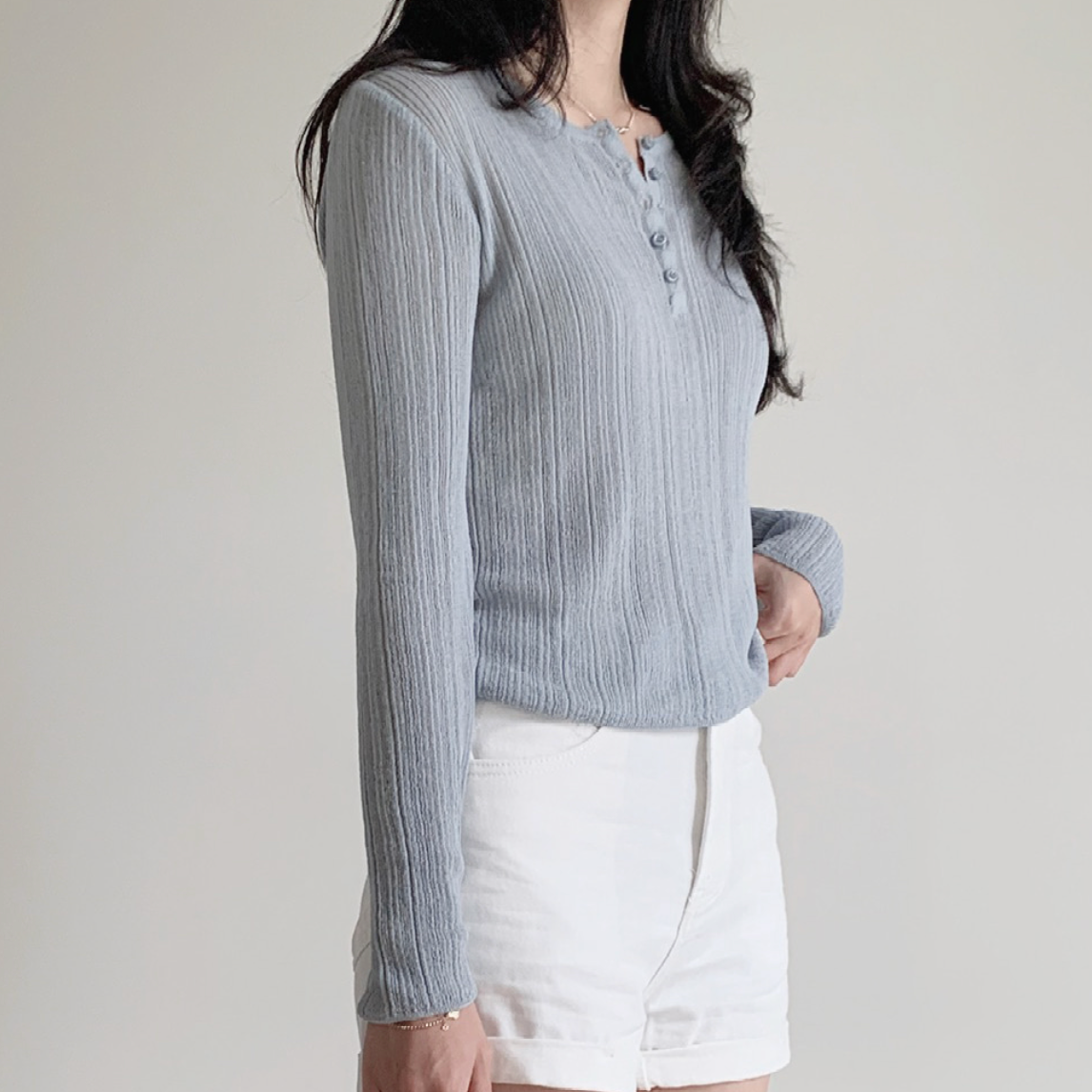 ｜SLOWAND｜ # SLOWMADE Butter Book Summer Half Open Knitwear