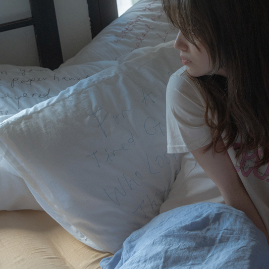 ｜HOTEL PARIS CHILL｜ Tired Girl Cushion Cover (Blue)