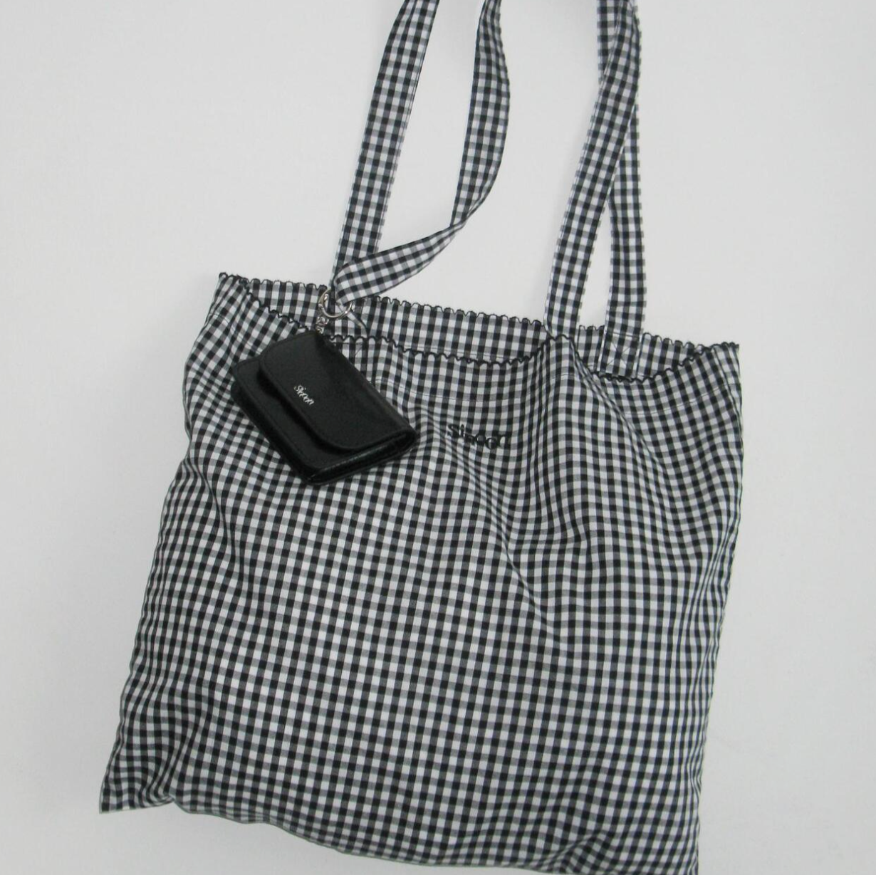 ｜Sinoon｜ Logo Lace Eco Bag (Check)