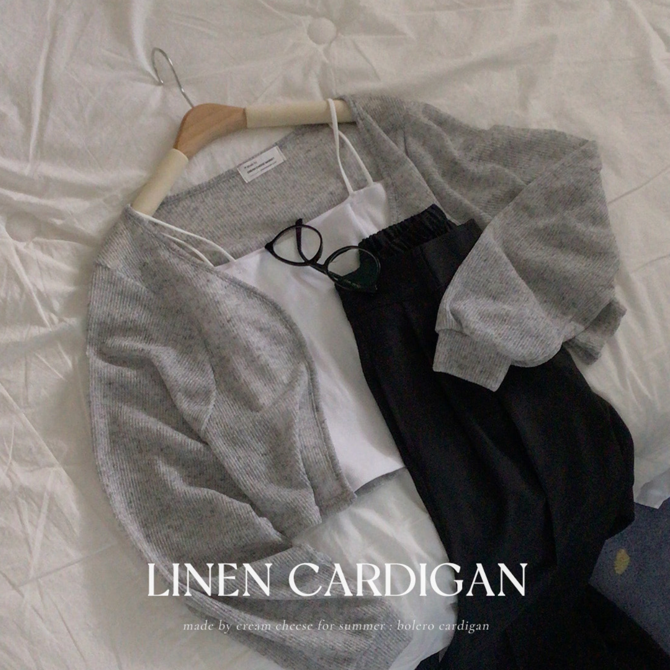 ｜CREAM CHEESE｜ Pure Skin Linen Semi-Crop Bolero Summer Cardigan