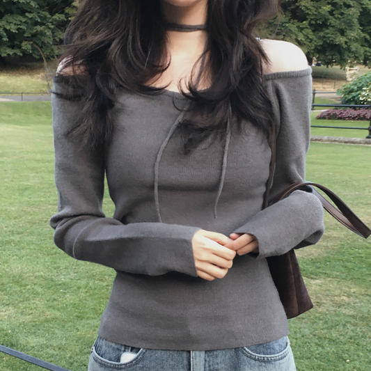 ｜SLOWAND｜ # SLOWMADE ON-OFF Tie Halterneck Slim Knitwear