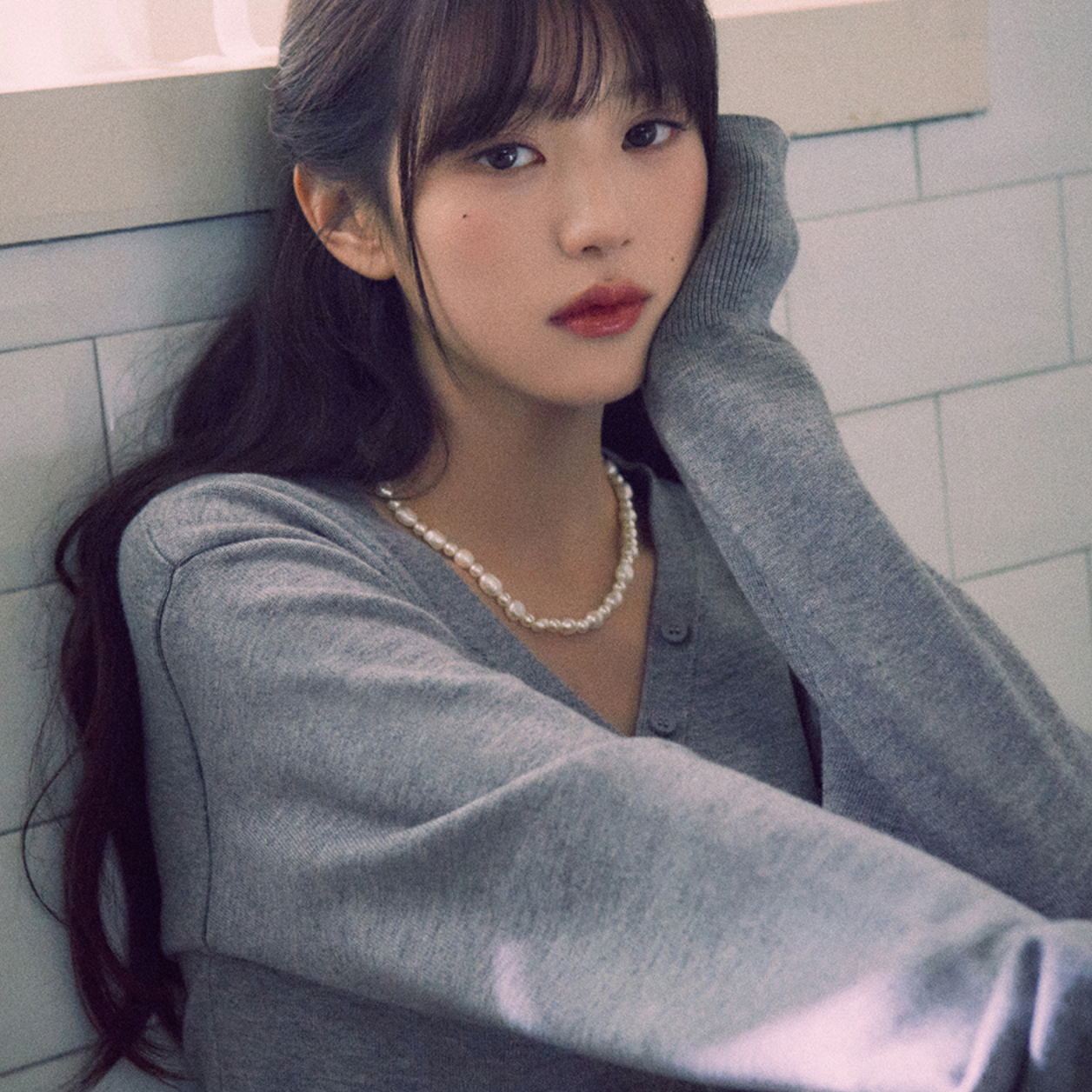 ｜rola rola｜ V NECK BASIC CARDIGAN GRAY