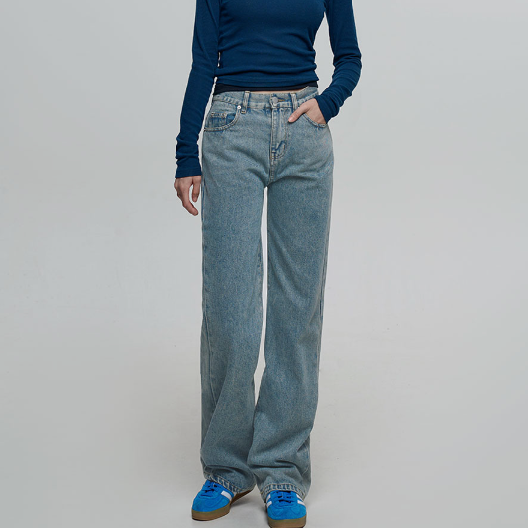 ｜CHICKS｜ NSP Day Long Straight Denim Pants Medium Blue