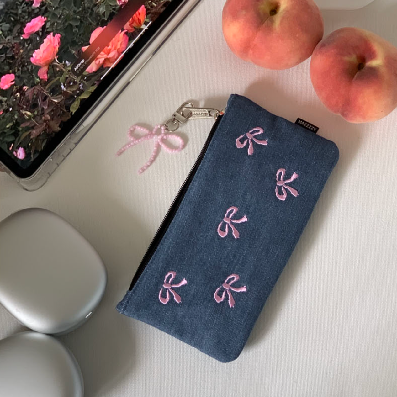 ｜MAZZZZY｜ Ribbon Pattern Denim Pencil Case