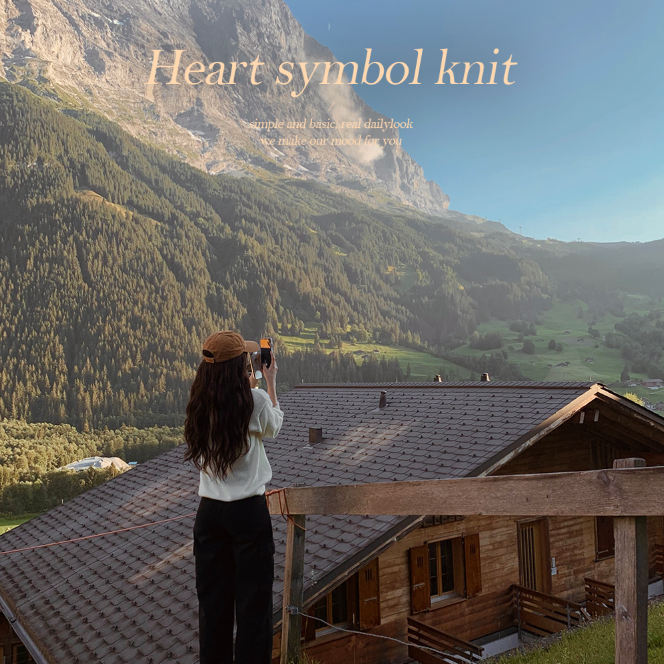 ｜SLOWAND｜ # SLOWMADE Slim Fit Symbol Heart V-Neck Knitwear