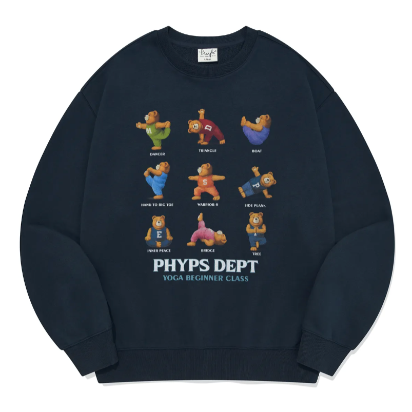 ｜PHYPS｜ Yoga Bear Collection Sweat Shirt Navy