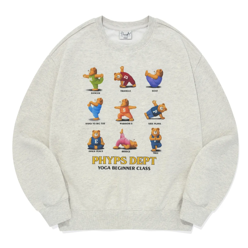 ｜PHYPS｜ Yoga Bear Collection Sweat Shirt Oatmeal