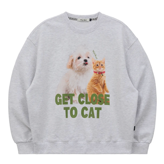 ｜Wai Kei｜ Maltese and Cheesecat Sweatshirt Melange White