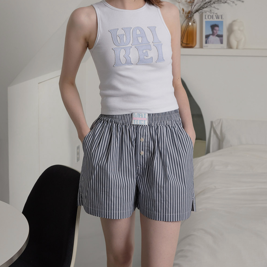 ｜Wai Kei｜ Stripe Boxer Shorts Navy