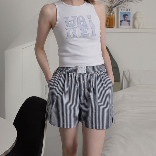 ｜Wai Kei｜ Stripe Boxer Shorts Navy