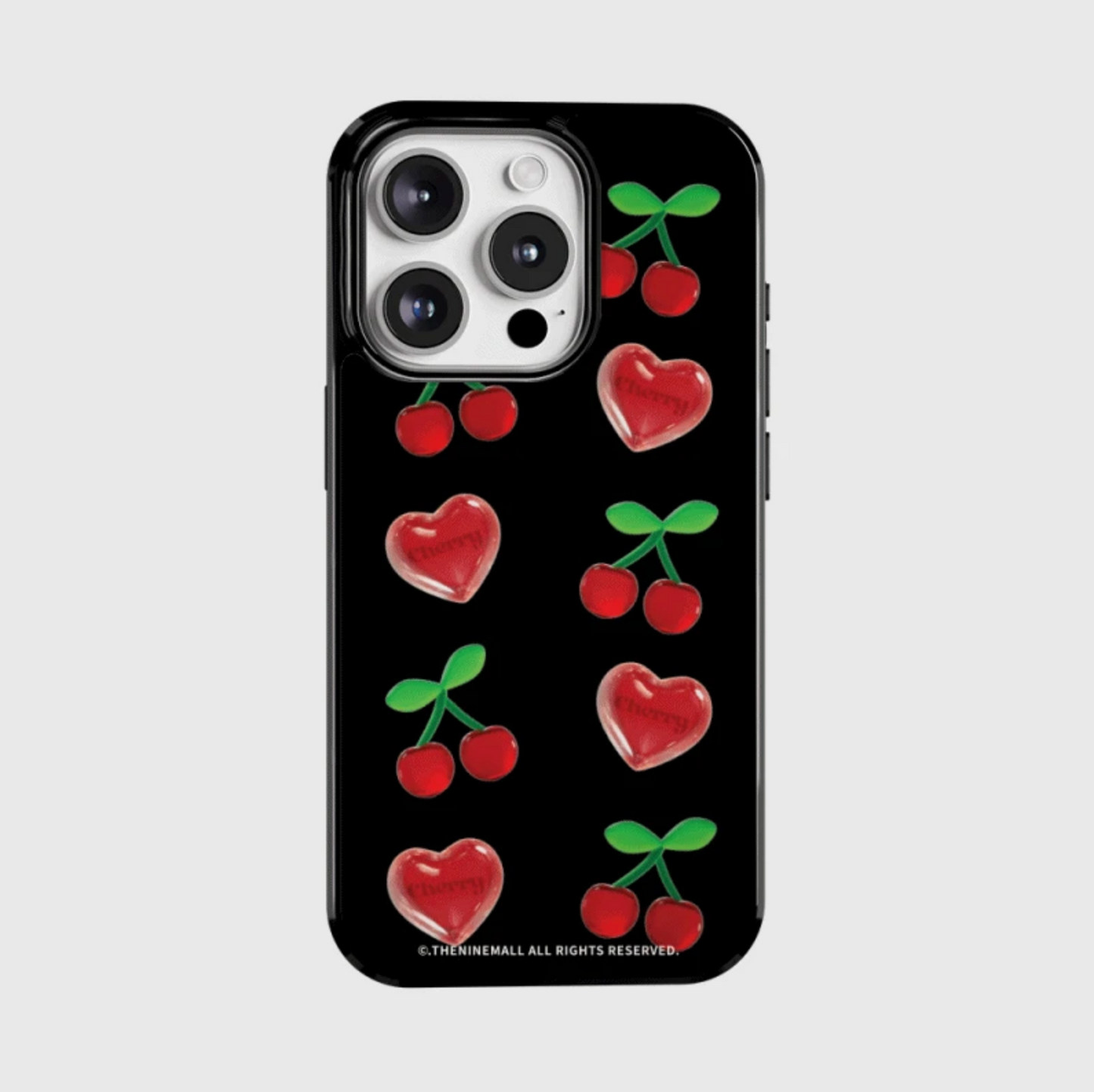 ｜THENINEMALL｜ Clear Cherry Pattern Bumper Case