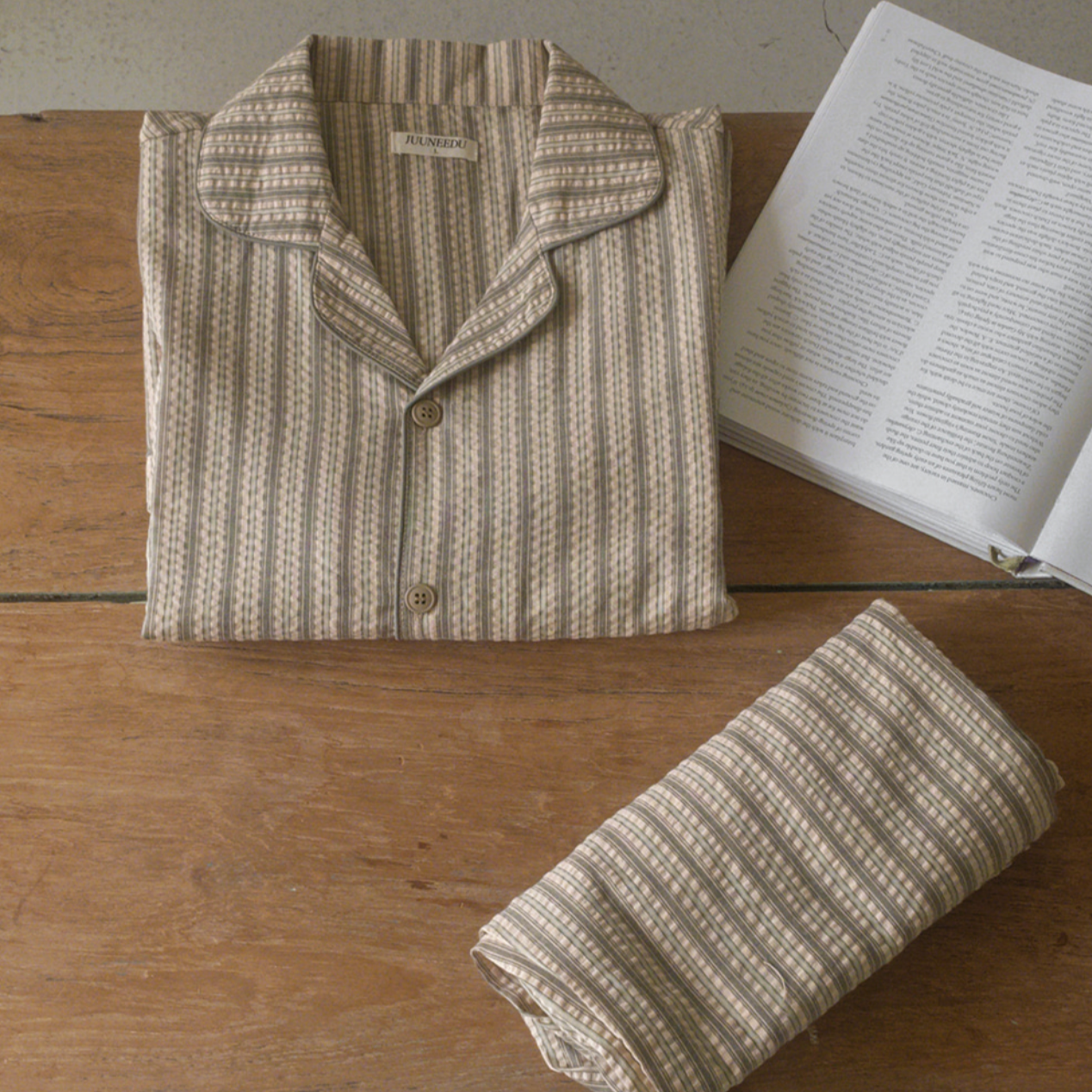 ｜Juuneedu｜ Jeu Rusk Stripe Pajamas Set