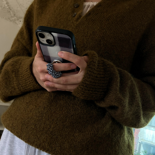 ｜loumoi｜ Deep Navy Pearl Ring Grip Tok