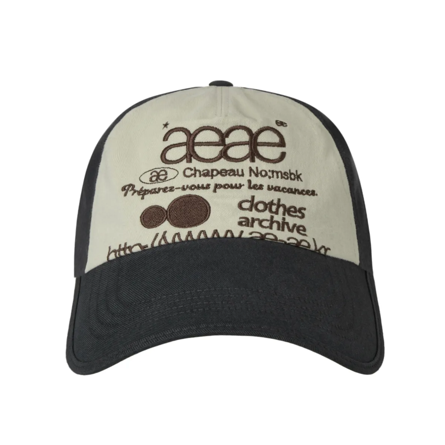 ｜aeae｜ WEB LOGO 5 PANNEL BALL CAP ｜NAVY/IVORY｜
