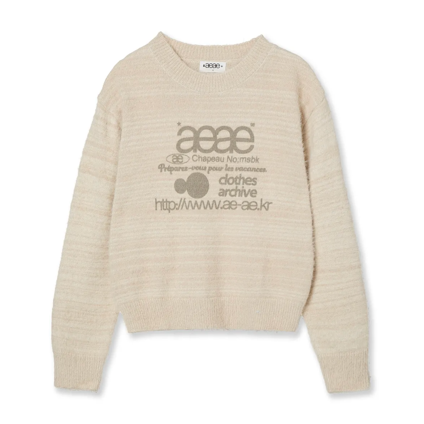 ｜aeae｜ WEB LOGO CROP HAIRY KNIT ｜IVORY｜