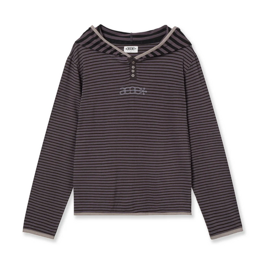｜aeae｜ STRIPE HOODIE ｜PURPLE｜