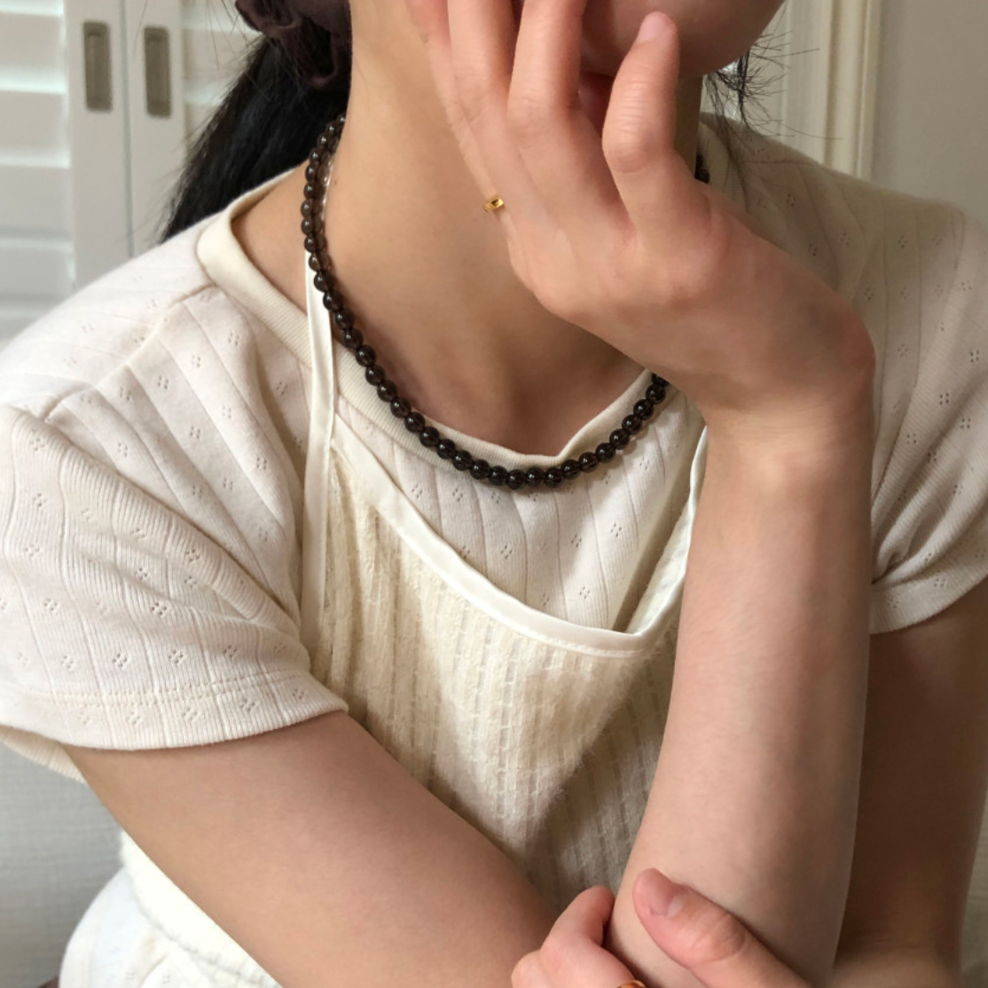 ｜DUNGEUREON｜ *made* ｜925 silver｜ Brown Acorn Necklace