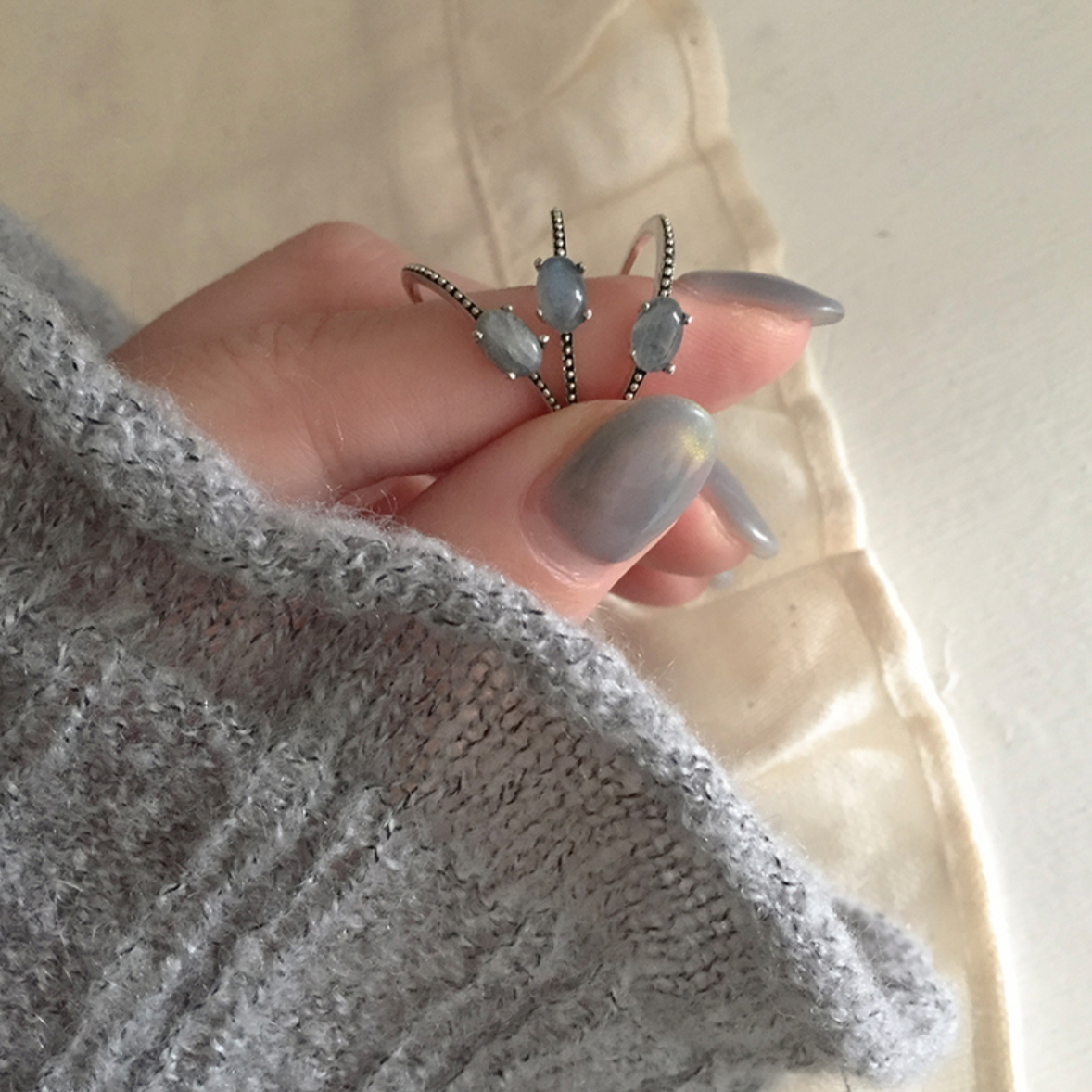 ｜moat｜ Gray Point Ring (Silver925)