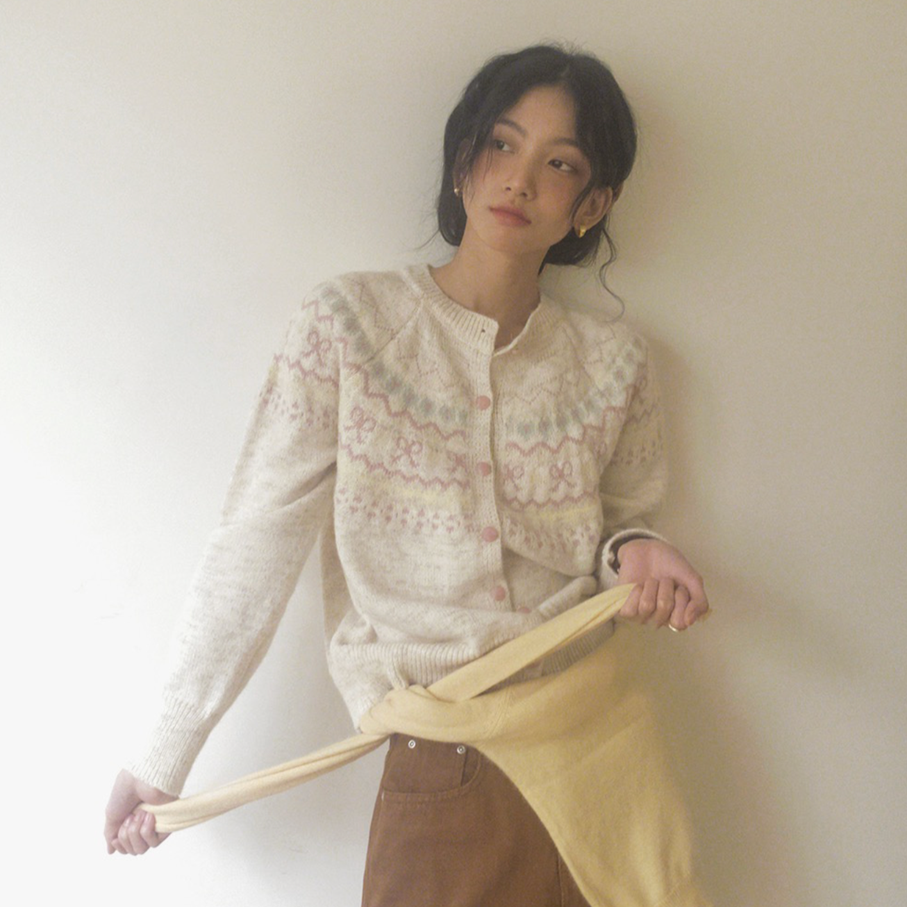 ｜SLOWAND｜ Cotton Candy Nordic Pattern Cardigan