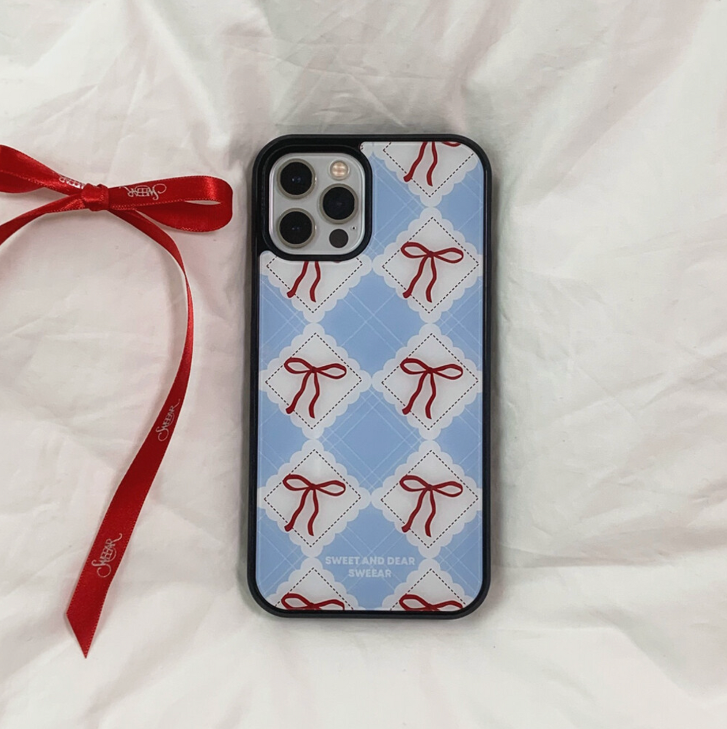 ｜SWEEAR｜ Red Ribbon Glass Case (MagSafe)