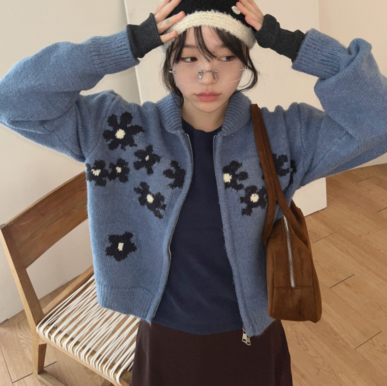 ｜9.HOPE｜ Connie Daisy Knit Zip-Up