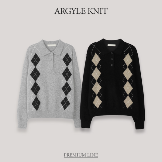 ｜SLOWAND｜ Racoon 80% Premium Argyle Knitwear