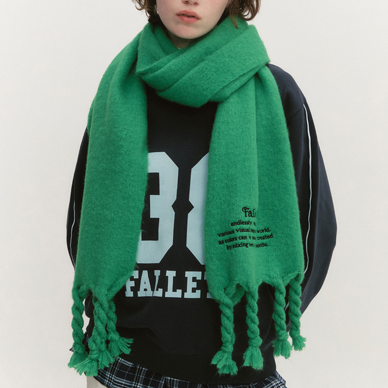 ｜Fallett｜ Oversized Story Logo Muffler Green
