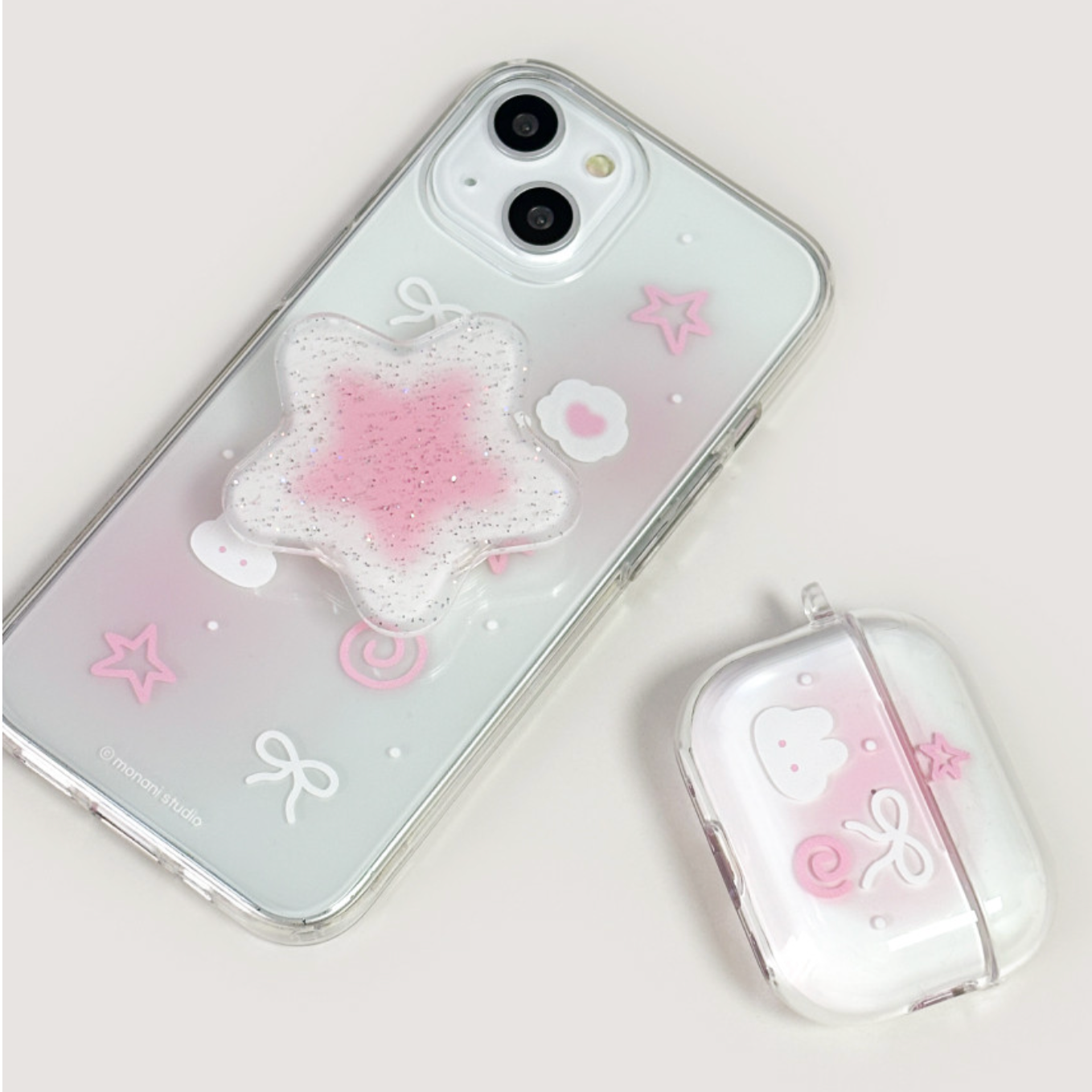 ｜monani studio｜ Rabbit Star Ribbon Jelly Hard Case