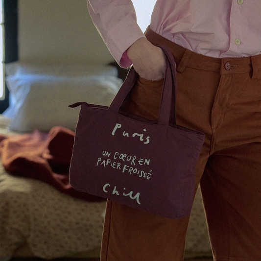 ｜HOTEL PARIS CHILL｜ Paper Heart Puffer Tote Bag (Wine)