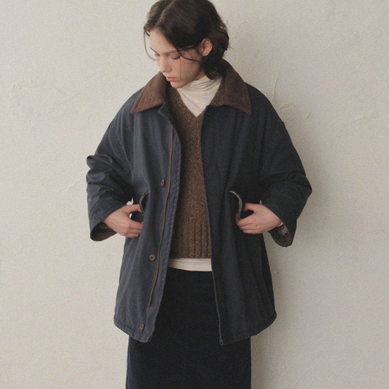 ｜oro｜ ｜WINTER VER.｜ Over Padded Hunting Walk Jacket Fog Charcoal