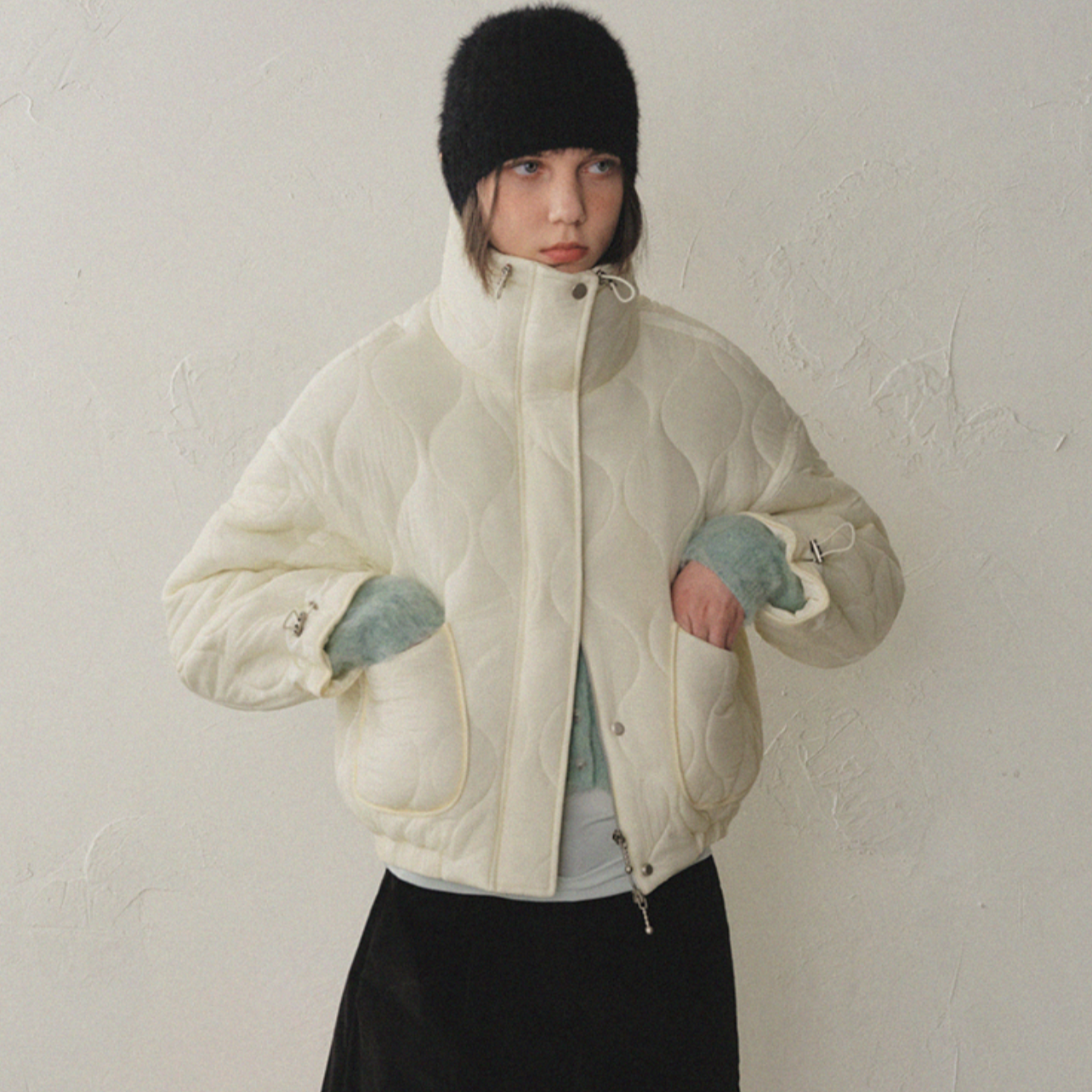 ｜oro｜ String Quilted Jumper Cream