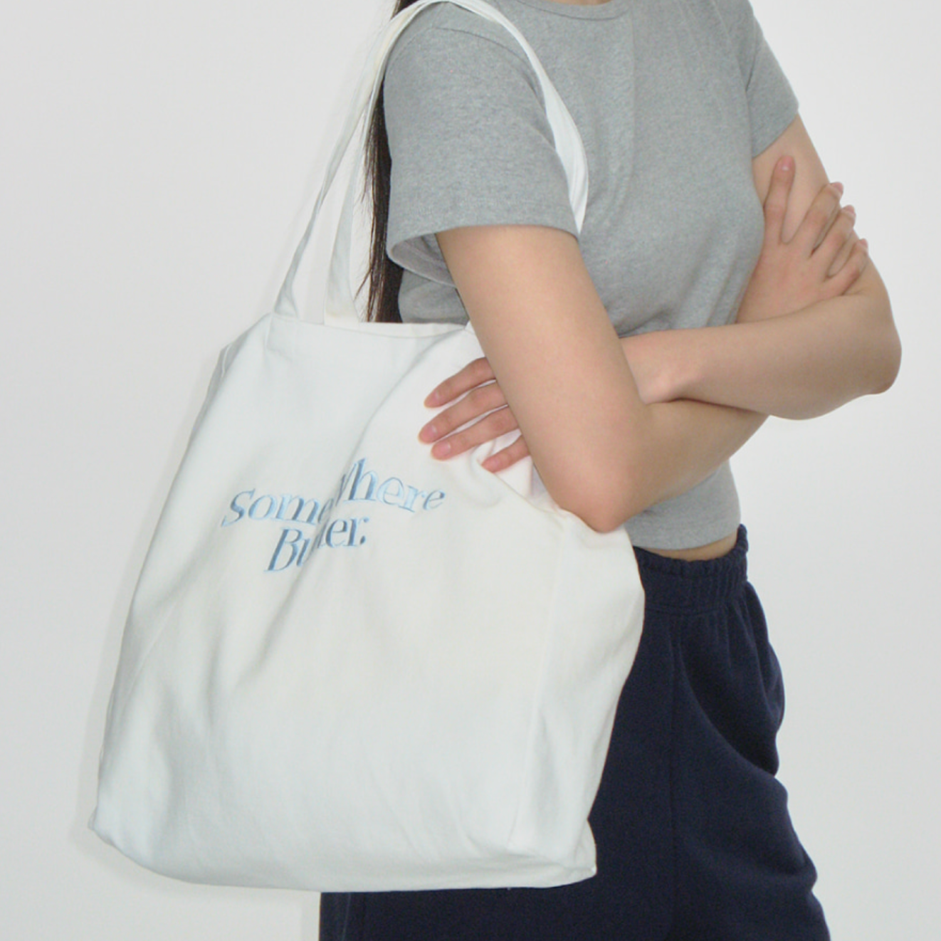 ｜SOMEWHERE BUTTER.｜ Wave Logo Eco Bag Ivory
