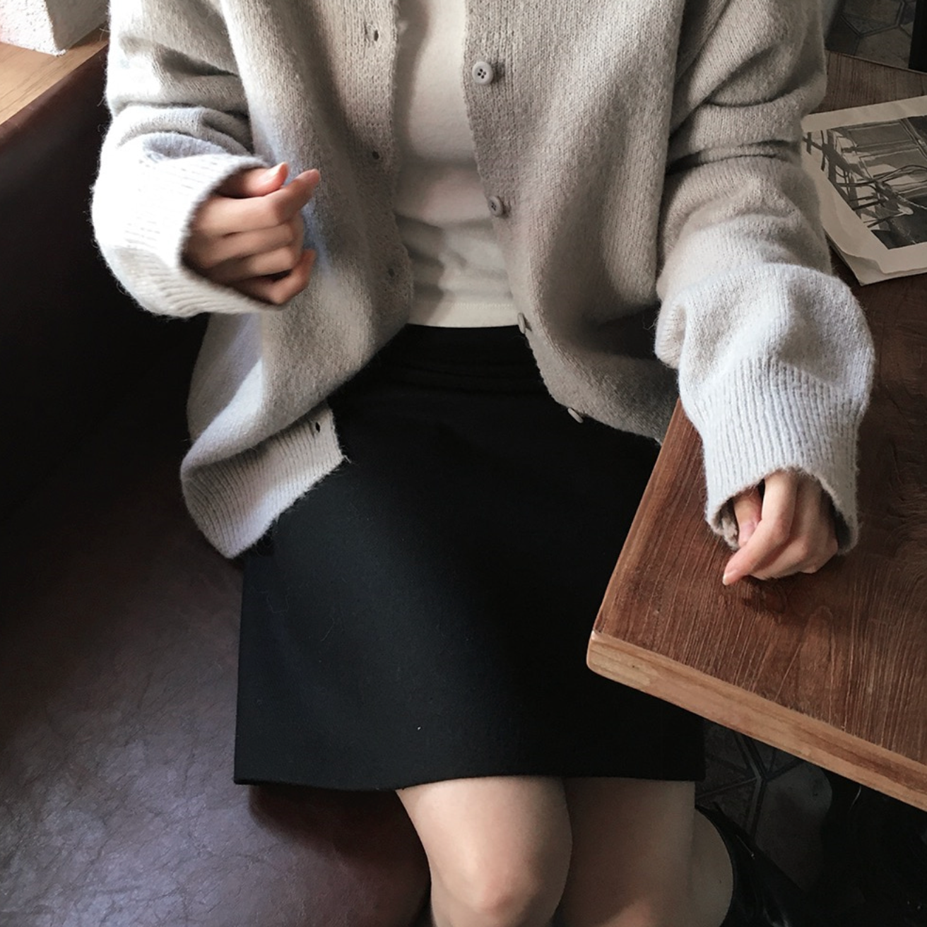 ｜SLOWAND｜ # SLOWMADE Cover Fit Symbolic Point Wool Skirt