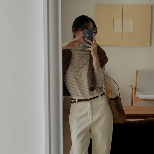 ｜FROM HEAD TO TOE｜ *Love From* Manuka Stripe Turtleneck T-shirt