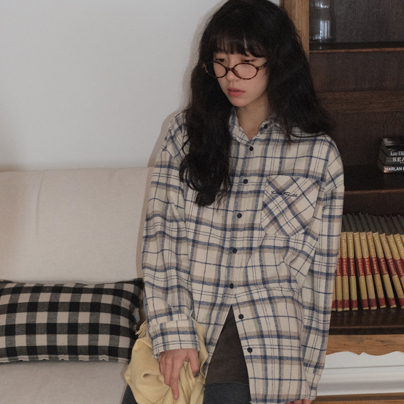 ｜WITHBLOOM｜ PREFRITT : Combi Check Wool Shirt Ivory