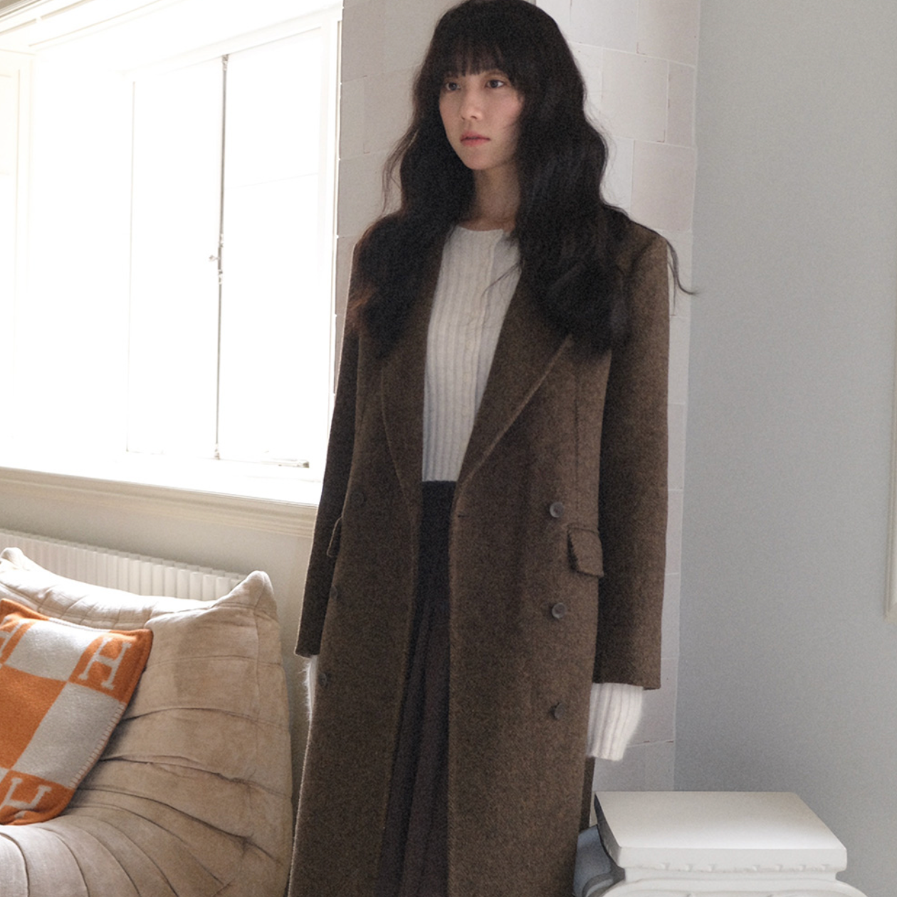 ｜WITHBLOOM｜ PREFRITT : Bournemouth Merino Wool Handmade Coat Brown