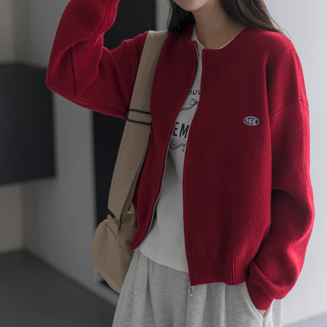 ｜FRENCHCHIC｜ Embroidery Two-Way Knit Zip-Up Cardigan