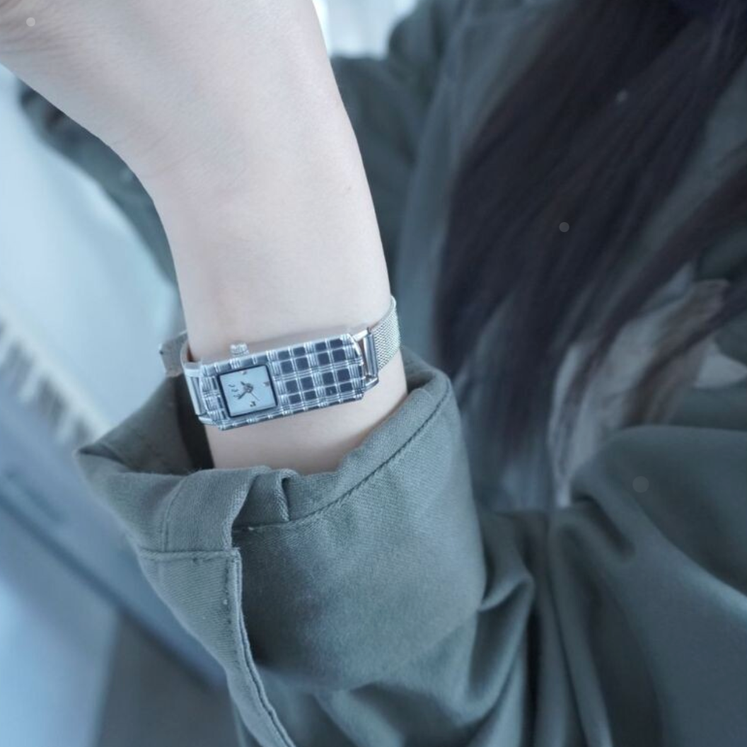 ｜eee space｜ Check Bar Watch (White)