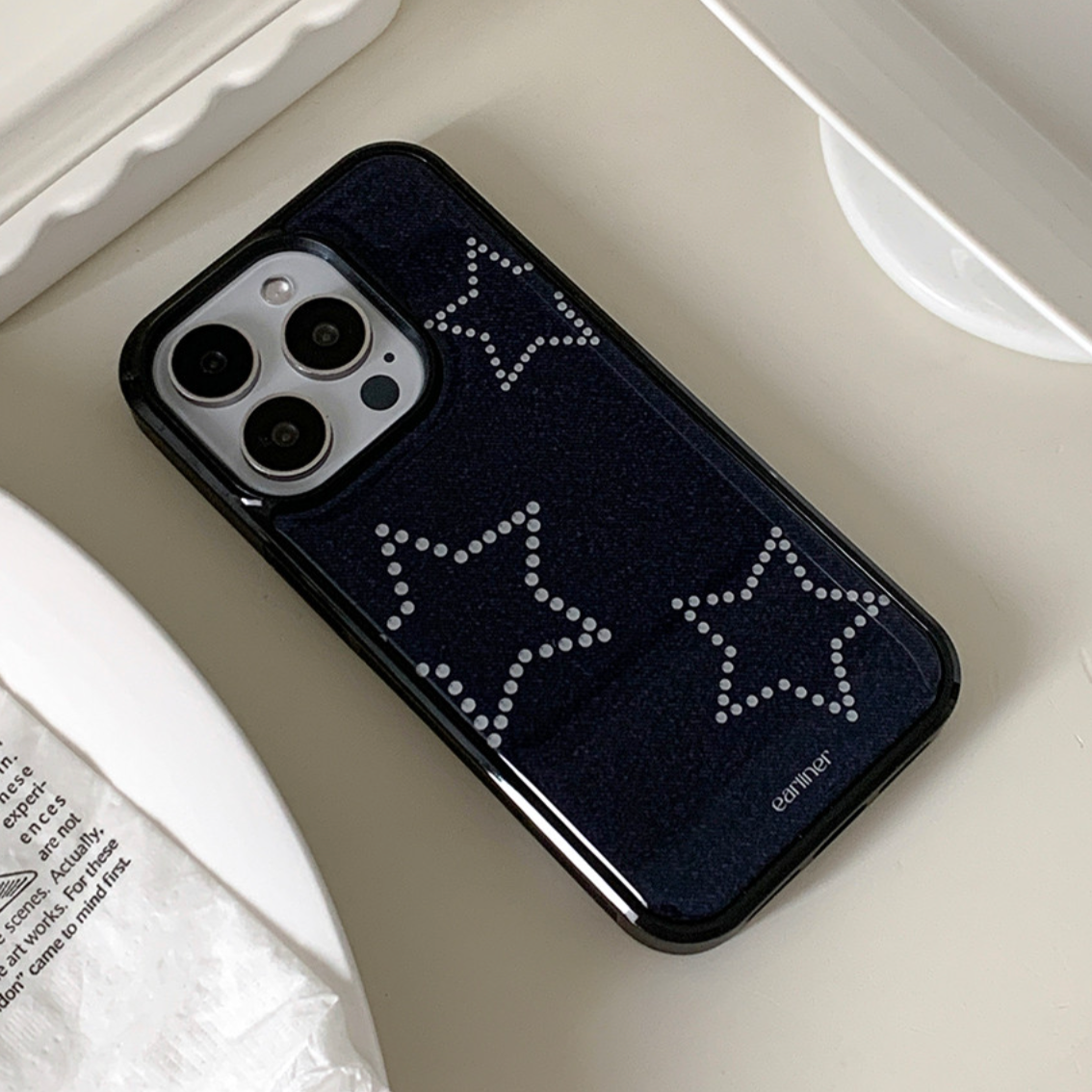 ｜earliner｜ Twinkle Star Black Jeans Epoxy Bumper Case