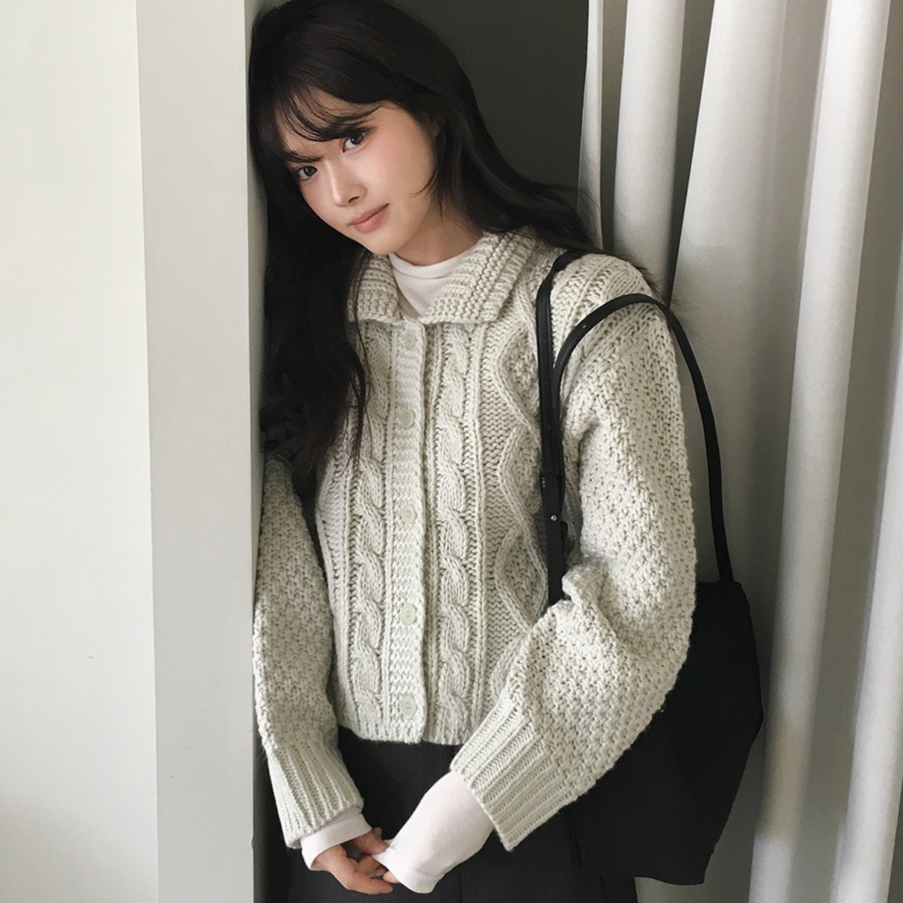 ｜SLOWAND｜ # SLOWMADE Premium Solid Cable Knit Jacket