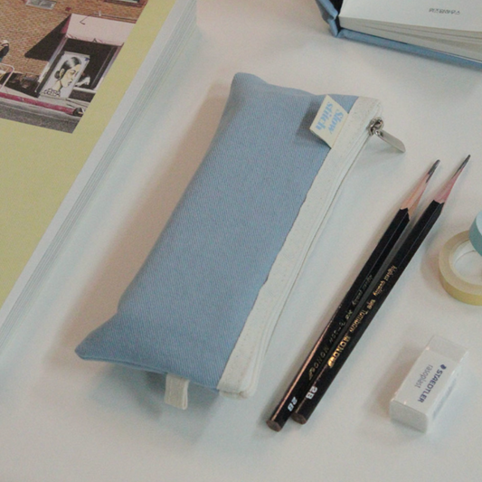｜SLOWSTITCH｜ Pencil Case (Skyblue & Ivory)