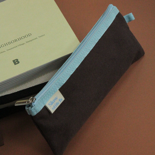 ｜SLOWSTITCH｜ Pencil Case (Brown & Blue)