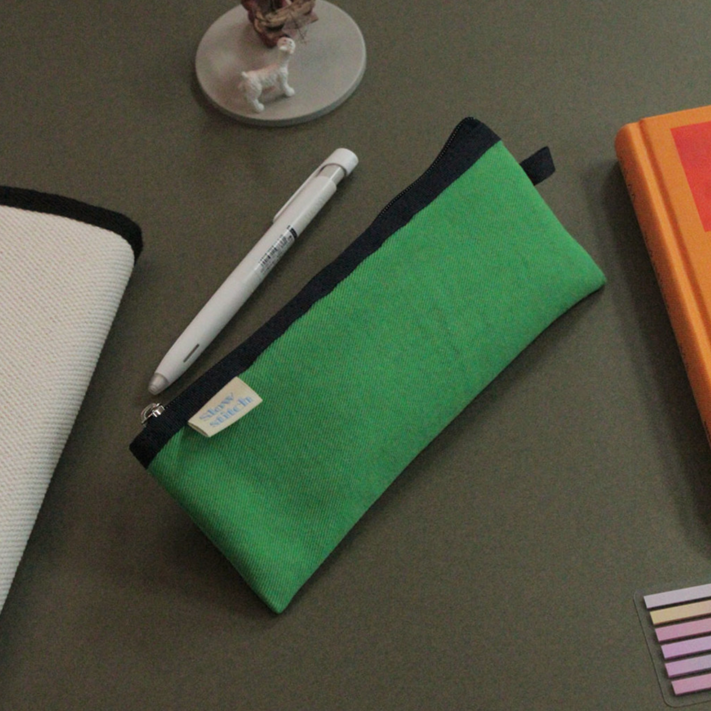 ｜SLOWSTITCH｜ Pencil Case (Green & Navy)