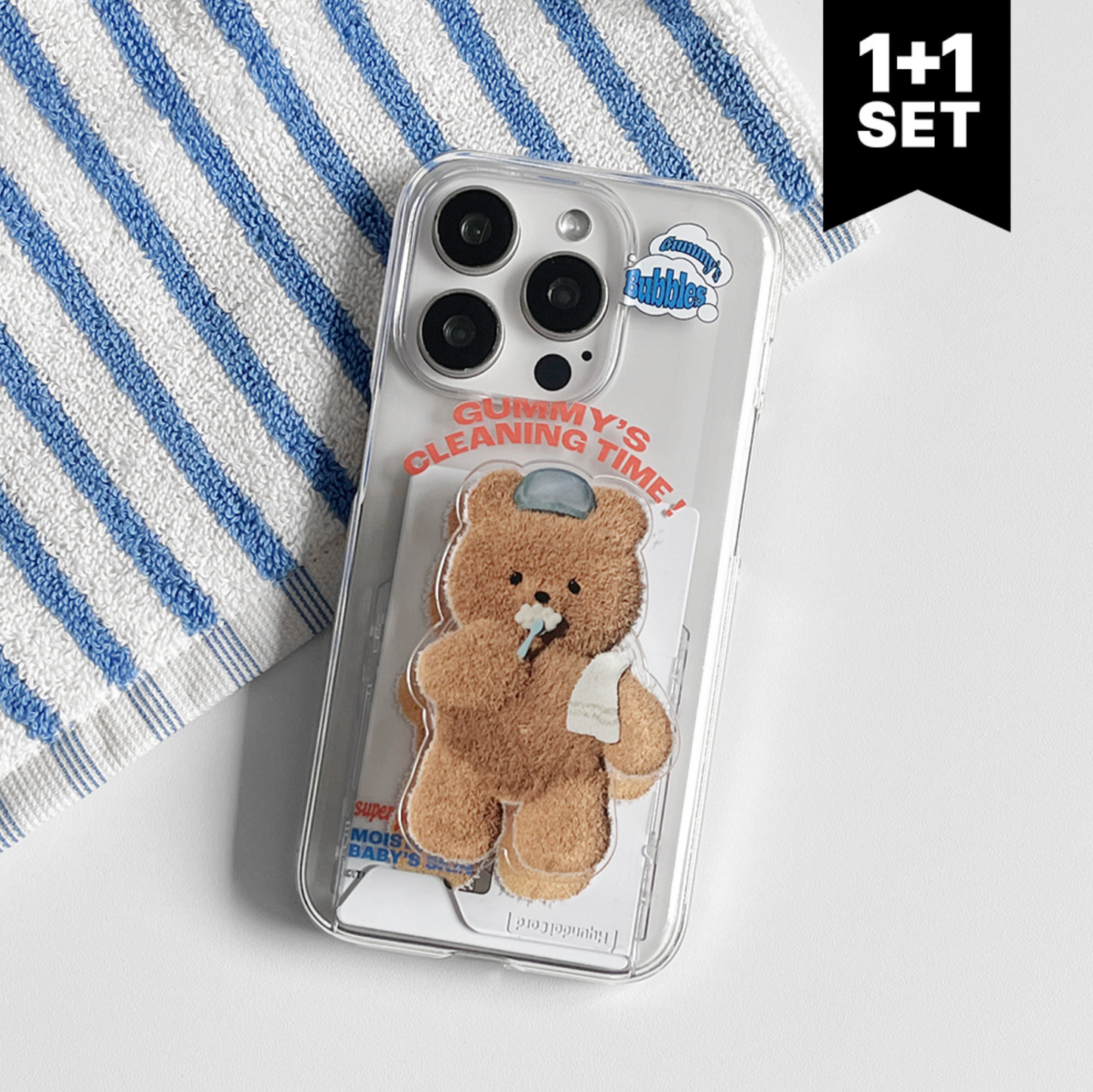 ｜THENINEMALL｜ Cleaning Time Clear Card Case + Grip Tok Set