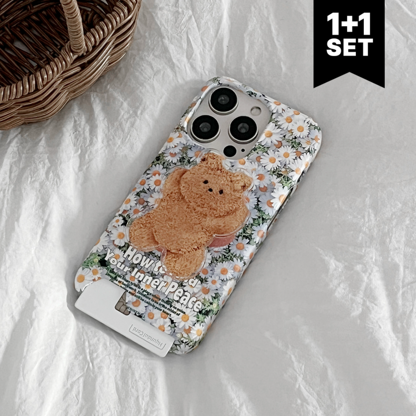 ｜THENINEMALL｜ Gummy Daisy Card Case + Grip Tok Set