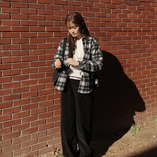 ｜SLOWAND｜ # SLOWMADE Maple Loose Fit Check Shirt