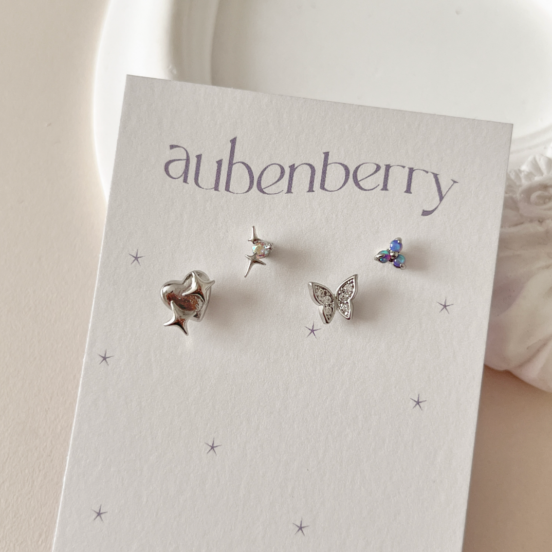 ｜aube n berry｜ Starlight Heart Butterfly Cubic Piercing Set