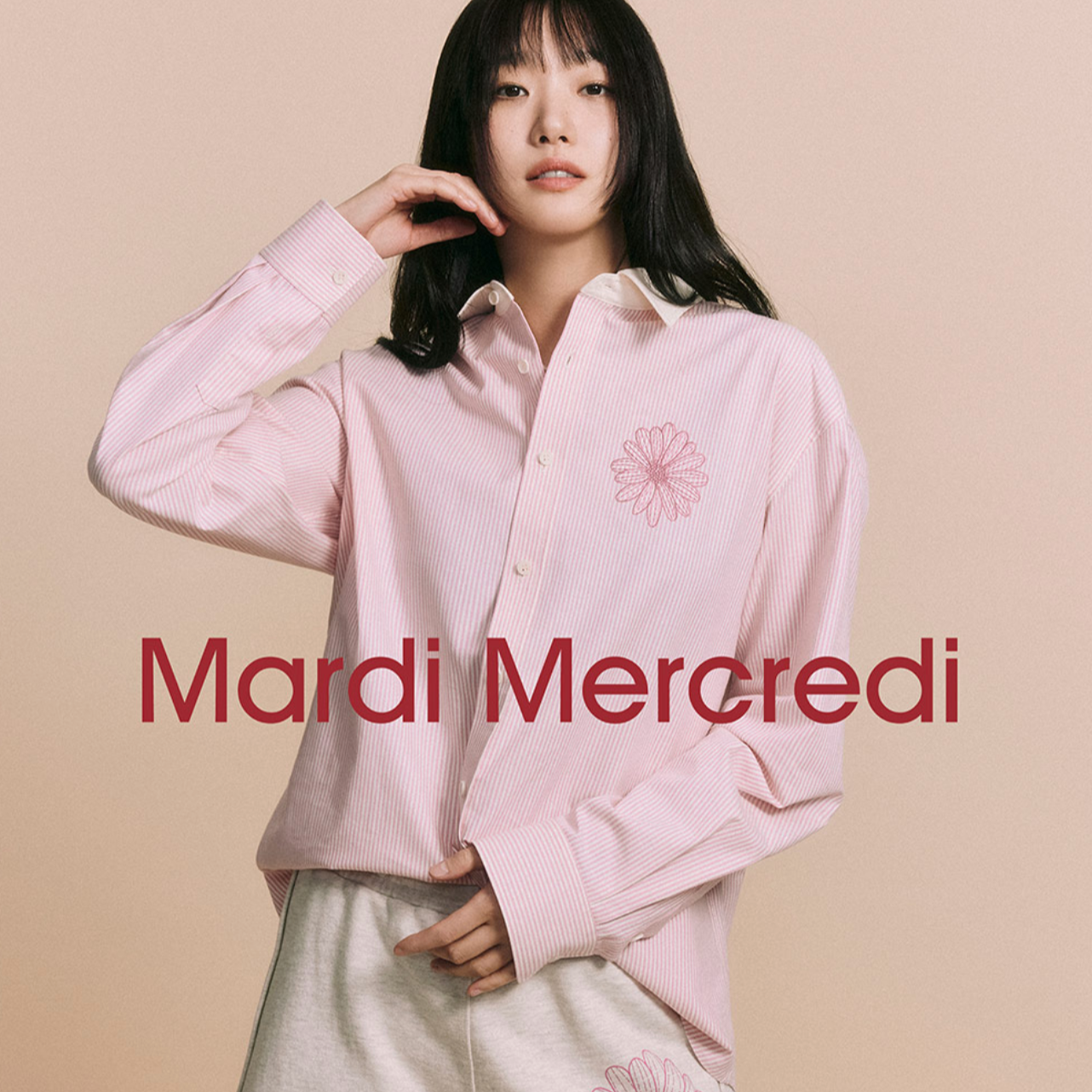 ｜MARDI MERCREDI｜ OXFORD SHIRT STRIPE PINK