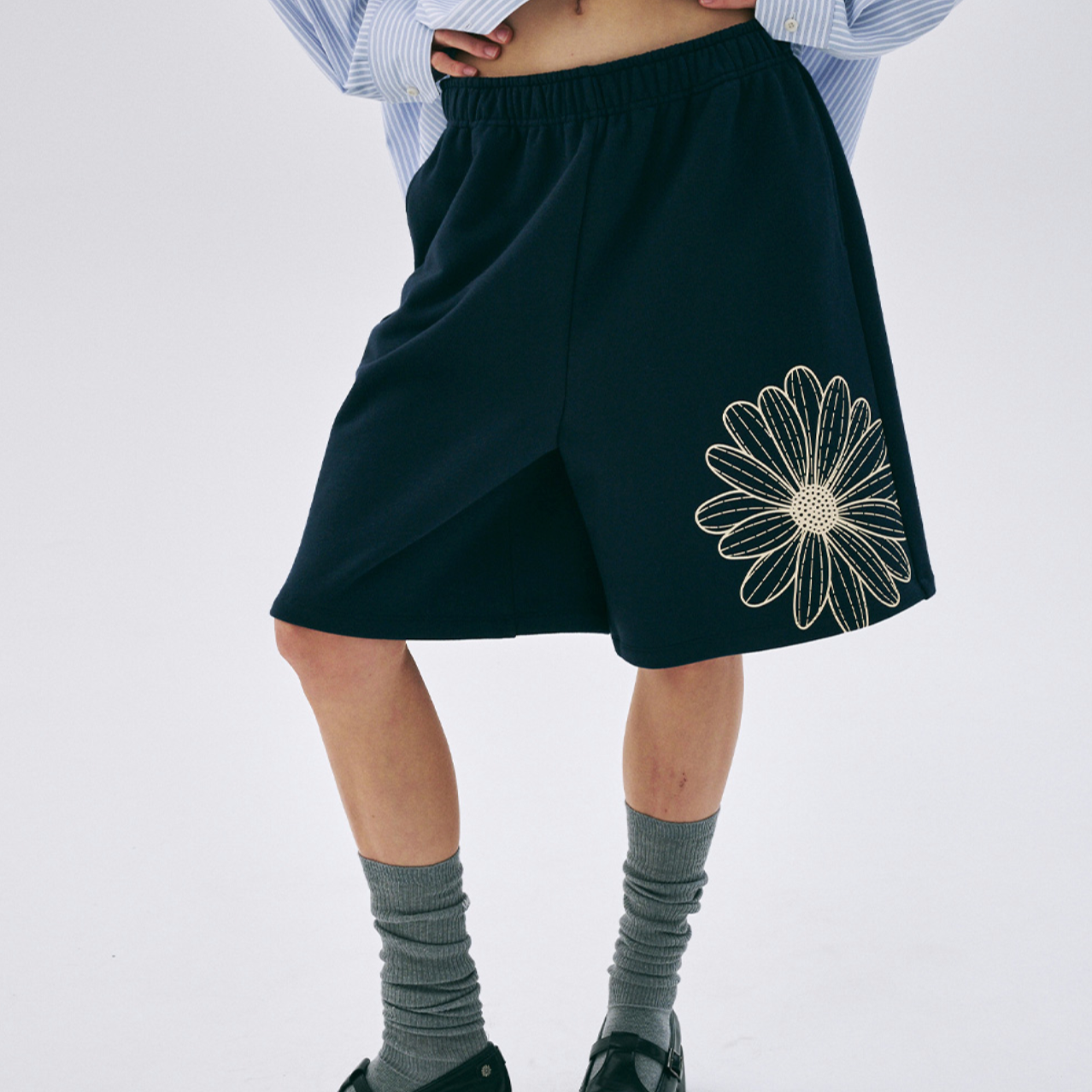 ｜MARDI MERCREDI｜ OVERSIZED SWEAT BERMUDA FLOWER (5colours)